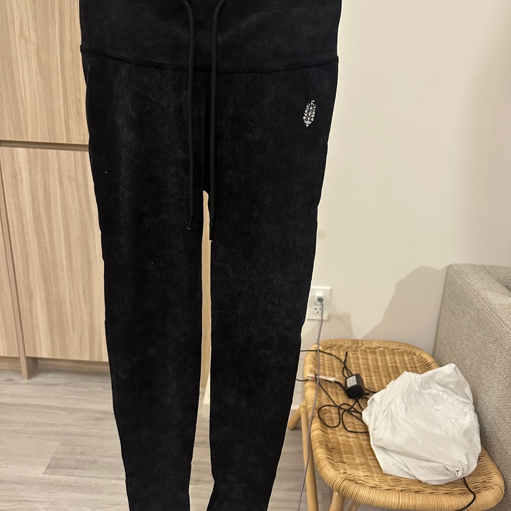 Free people Black Jogger Pants with Logo